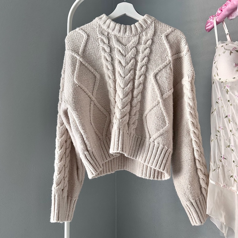 Chunky Cream Cable Knit Sweater